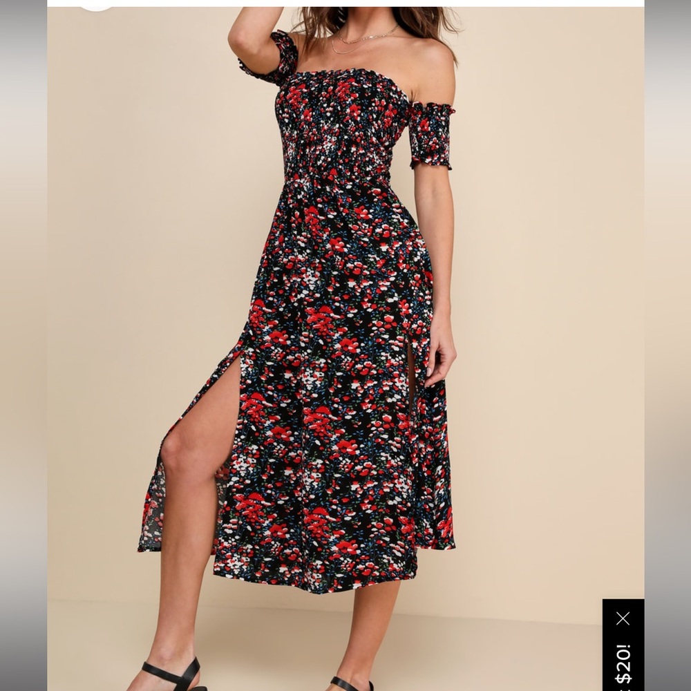 Lulus Off shoulder floral print dress